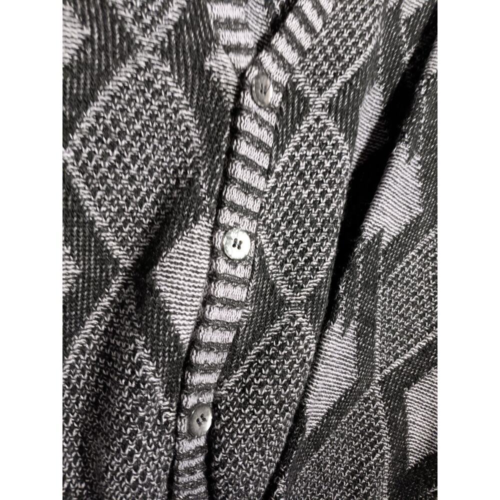 Vtg Poplar Black Gray Diamond Knit Button Front Oversized Cardigan XL USA Made - Picture 4 of 6